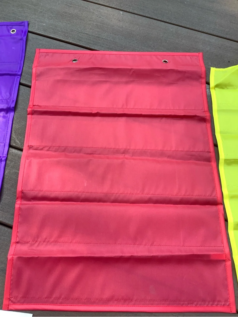 Colorful Hanging Pocket Organizer - Purple, Red, Yellow